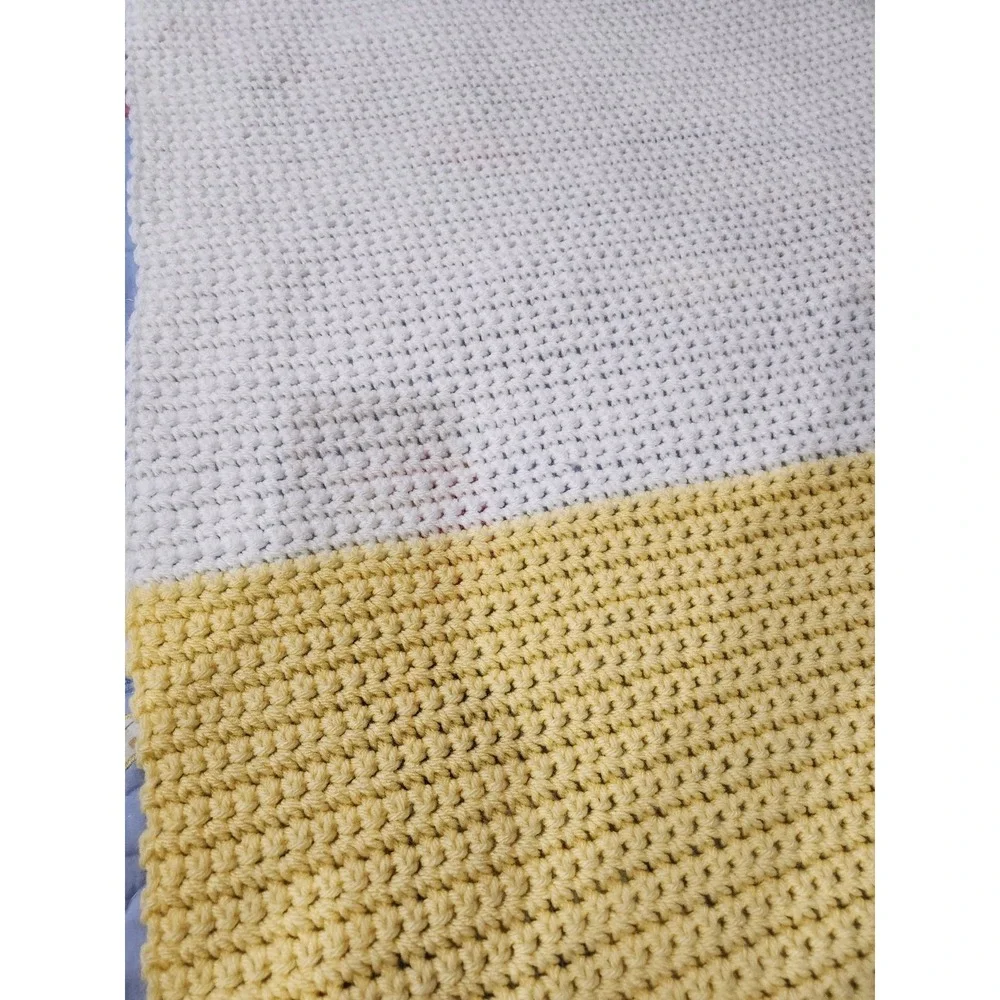 Handmade~Yellow & White~Crochet Throw~ 53
